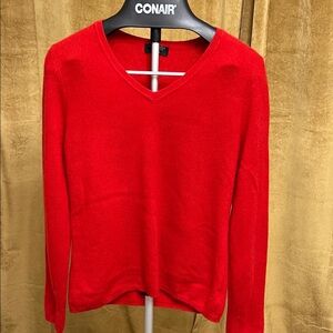 Red V-Neck Cashmere Women's Sweater